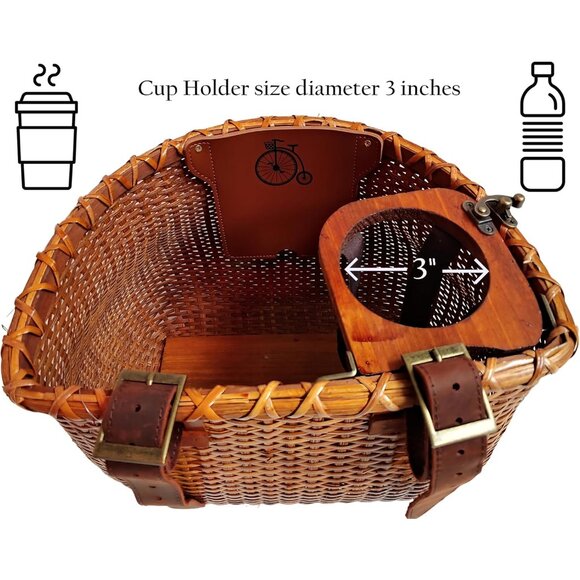 Bike Basket for Women Beach Cruiser or Scooter The Original Wicker Bicycle Baske - Picture 3 of 9